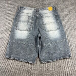 Brooklyn Xpress Shorts Men's 40 Blue Denim Y2K Baggy Embroidered Hip Hop